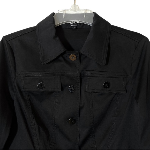 Worth Black Ruffle Hem Button Up Pocket Short Utility Jacket Blazer Women Small - Picture 6 of 15